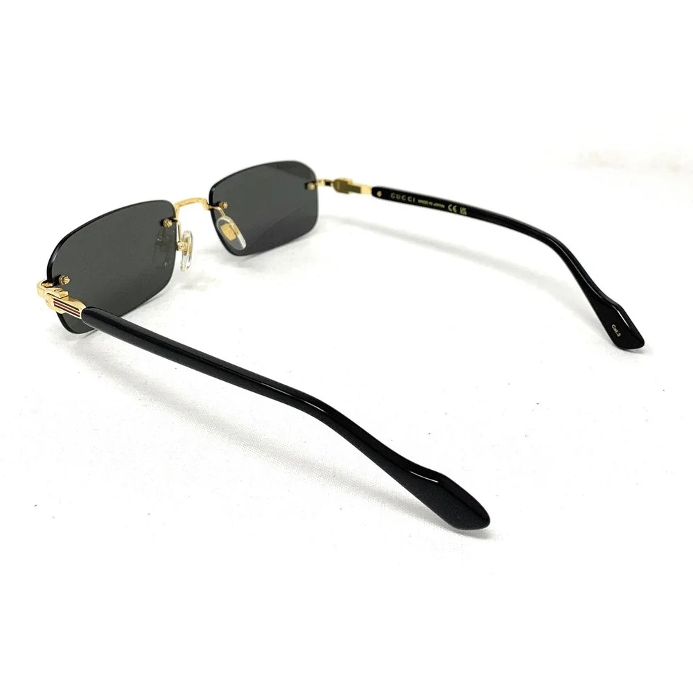 GUCCI Men's Sunglasses GG1221S 001 Gold Black Grey Rimless 56mm - Picture 4 of 7